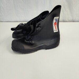 Servus Overboots Rain Galoshes 3 Buckle Size Small Black Rubber Waterproof USA
